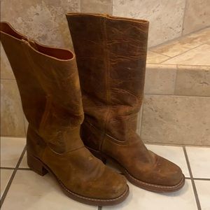 Distressed Brown Frye Cowboy Boots